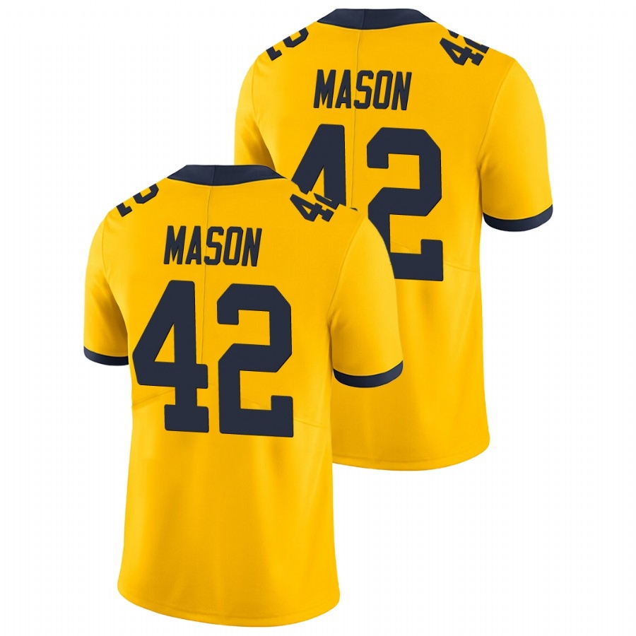 Michigan Wolverines Men's NCAA Ben Mason #42 Yellow Game College Football Jersey JYS3049XE